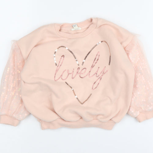 River Island Girls Pink Sequin Pullover Sweatshirt 2 Years