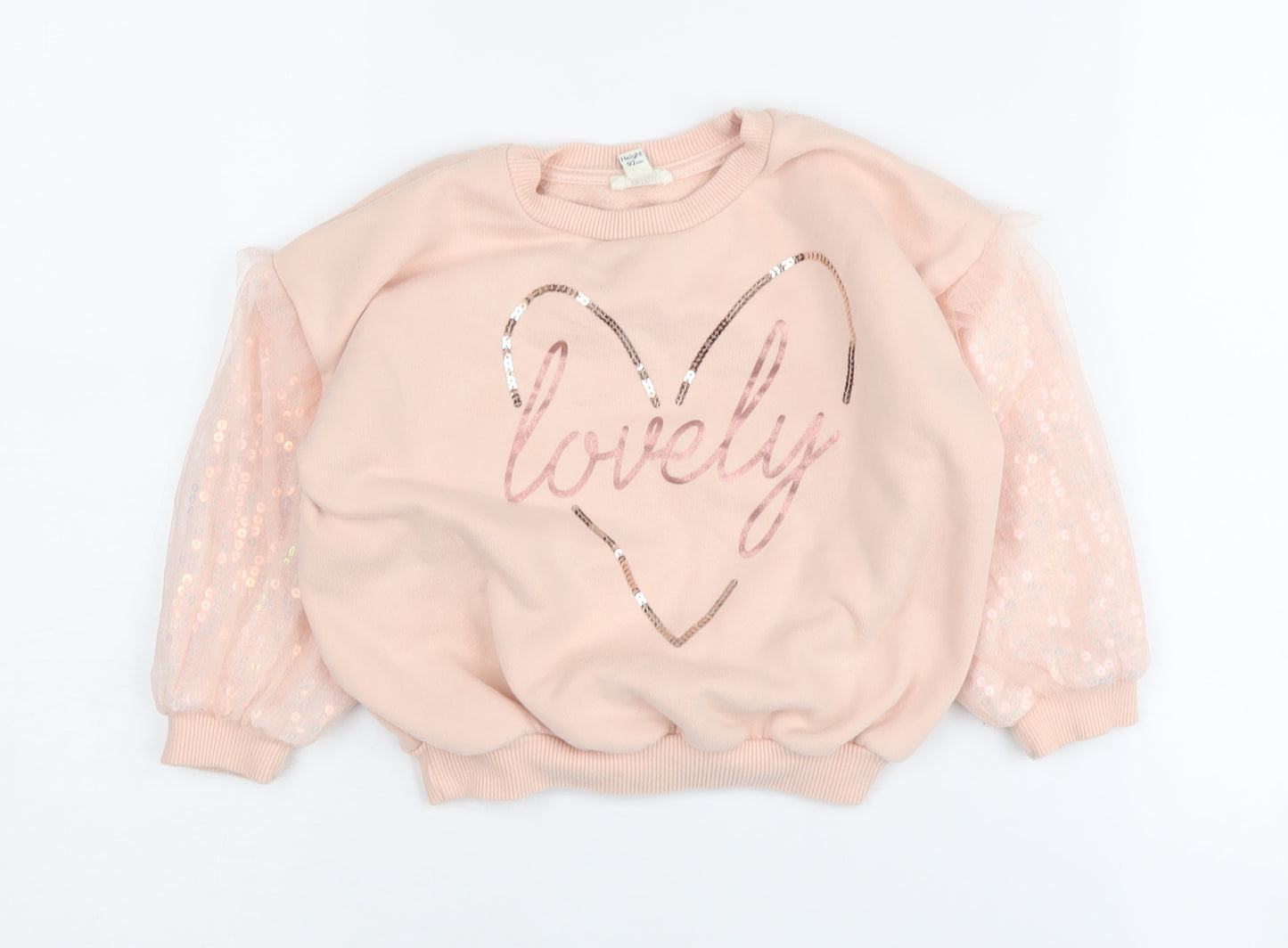 River Island Girls Pink Sequin Pullover Sweatshirt 2 Years