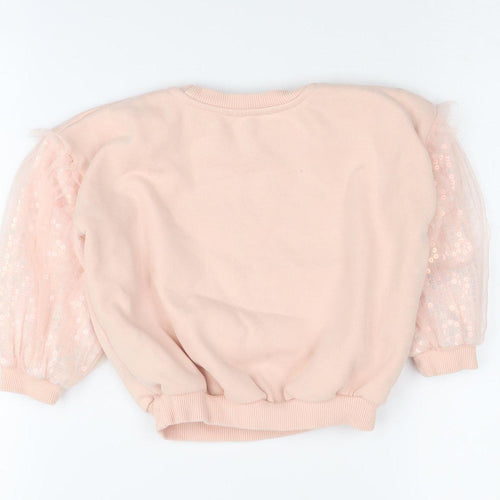 River Island Girls Pink Sequin Pullover Sweatshirt 2 Years