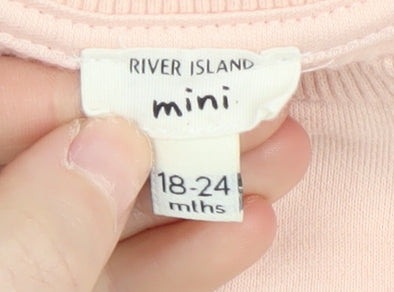 River Island Girls Pink Sequin Pullover Sweatshirt 2 Years