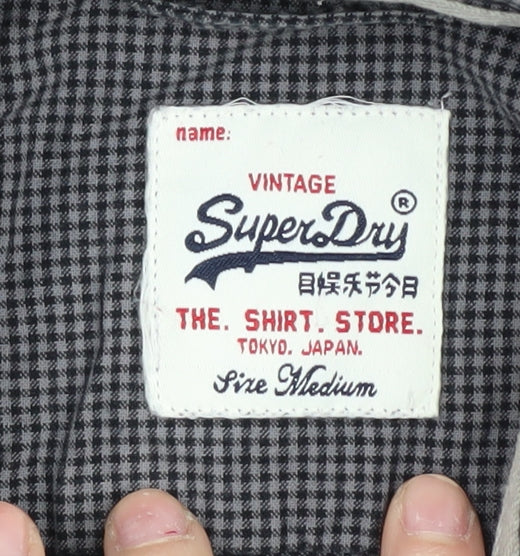SuperDry Men's Grey Check Button-Up Shirt Medium
