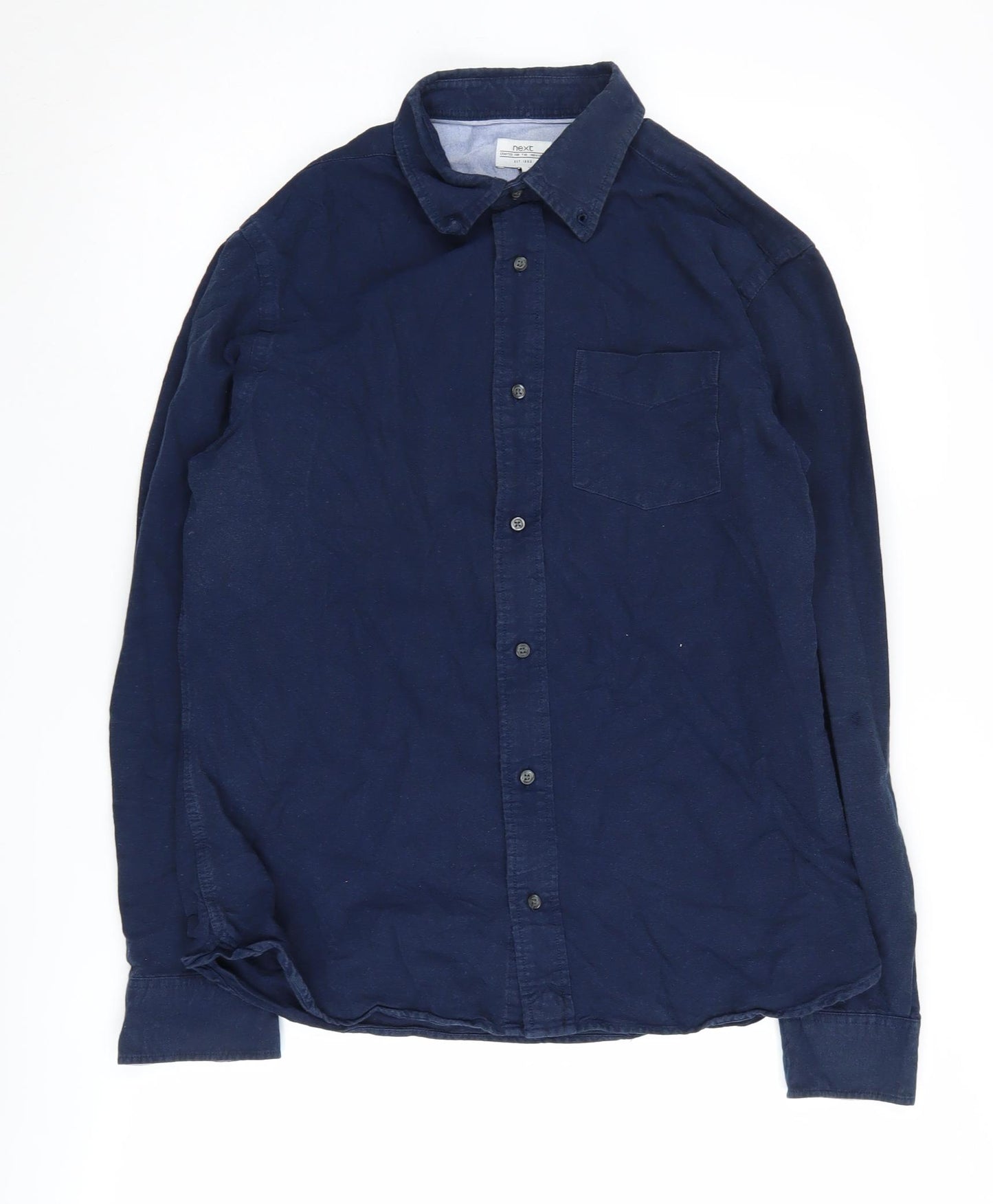 Next Men's M Blue Cotton Button-Up Shirt