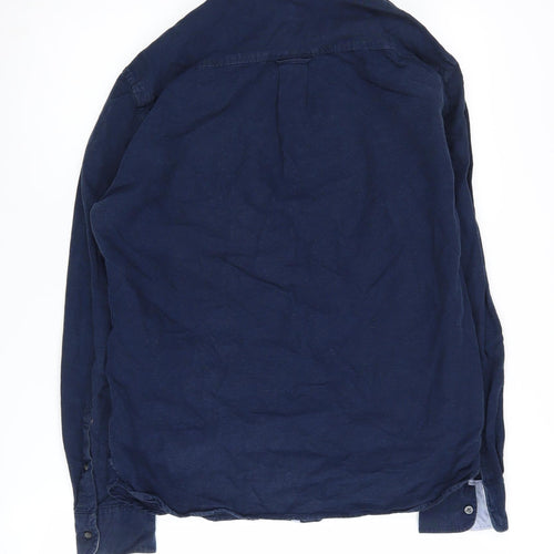 Next Men's M Blue Cotton Button-Up Shirt