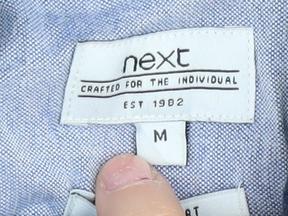 Next Men's M Blue Cotton Button-Up Shirt