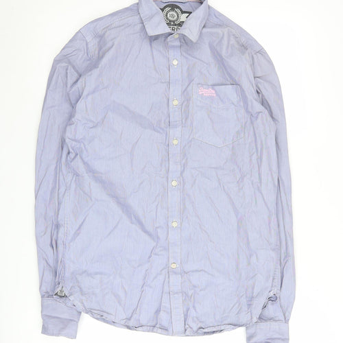 Superdry Men's Blue Striped Shirt M Long Sleeve