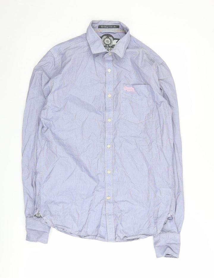 Superdry Men's Blue Striped Shirt M Long Sleeve