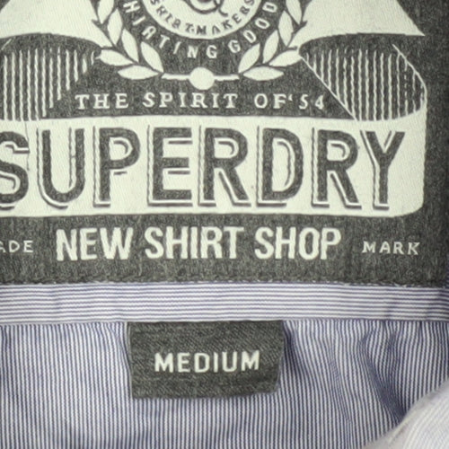 Superdry Men's Blue Striped Shirt M Long Sleeve