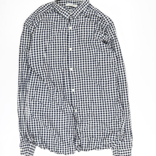 Jack & Jones Men's Blue Check Button-Up Shirt Small