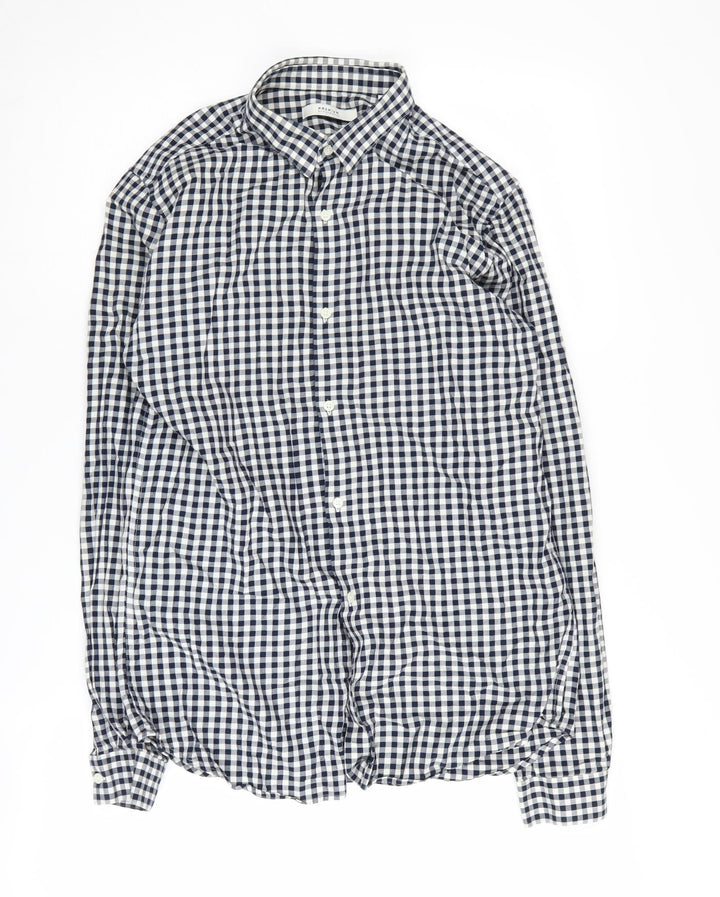 Jack & Jones Men's Blue Check Button-Up Shirt Small