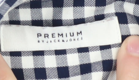 Jack & Jones Men's Blue Check Button-Up Shirt Small