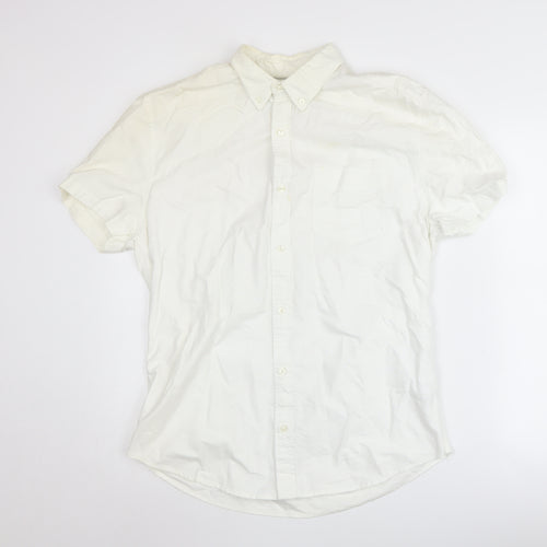 Next Men's White Cotton Button-Up Shirt M
