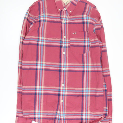 Hollister Men’s Red Plaid Button-Up Shirt M