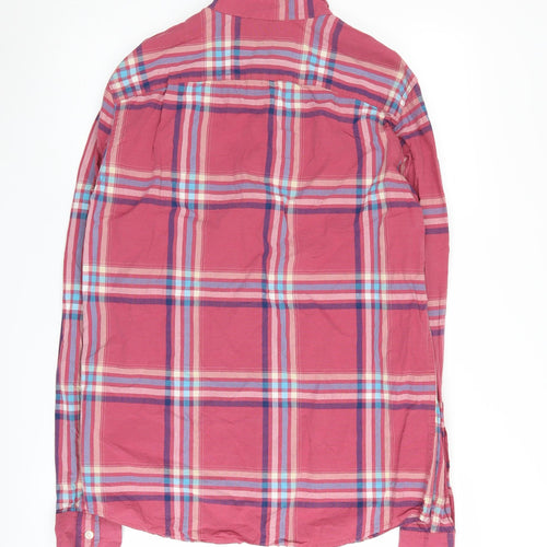 Hollister Men’s Red Plaid Button-Up Shirt M