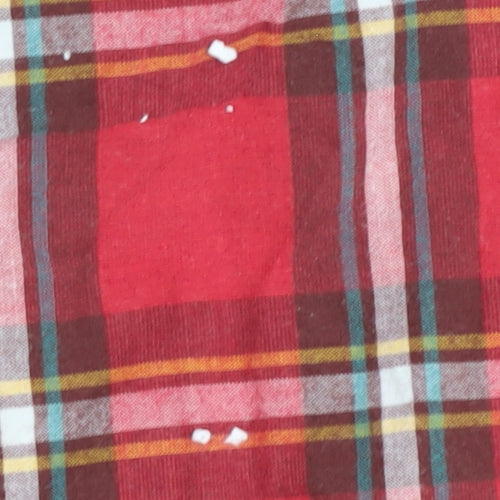 Hollister Men's Red Plaid Slim Fit Button-Up Shirt M