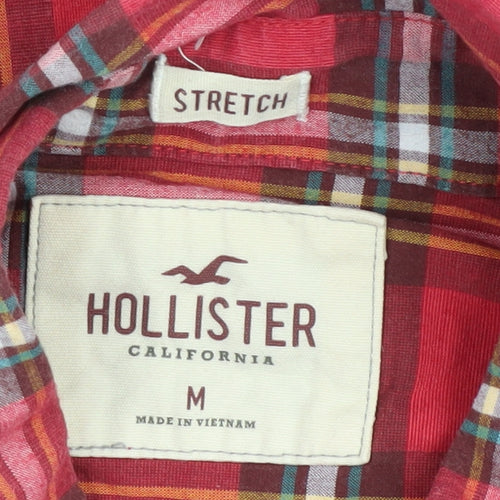 Hollister Men's Red Plaid Slim Fit Button-Up Shirt M