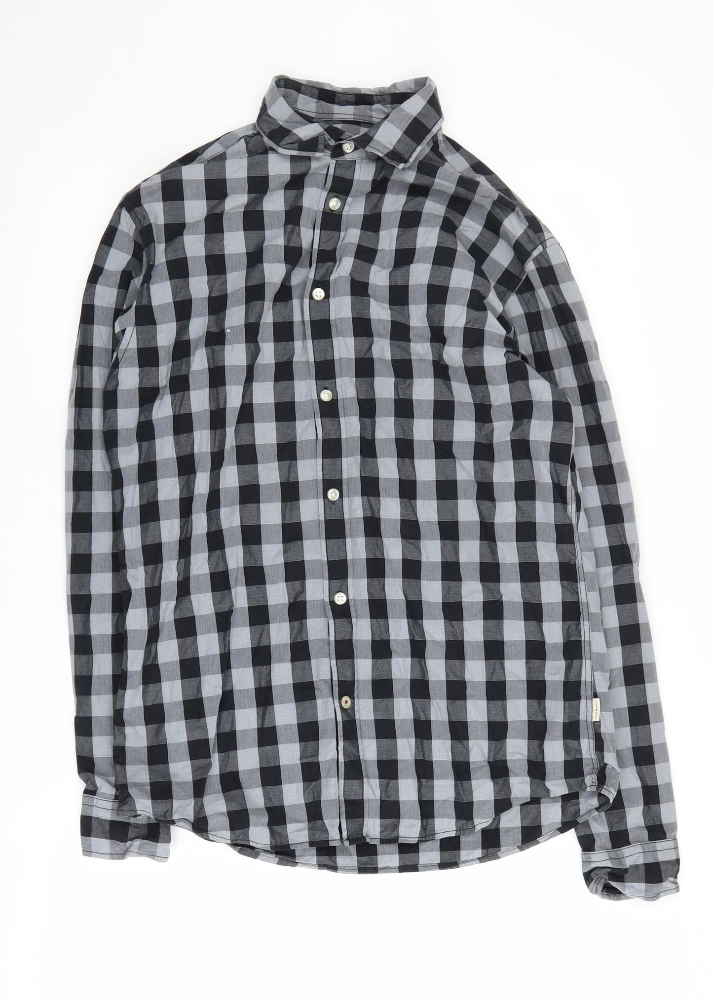 Jack & Jones Men’s Check Shirt M Black Grey Regular Fit