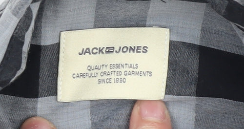 Jack & Jones Men’s Check Shirt M Black Grey Regular Fit