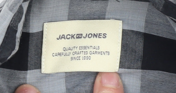 Jack & Jones Men’s Check Shirt M Black Grey Regular Fit