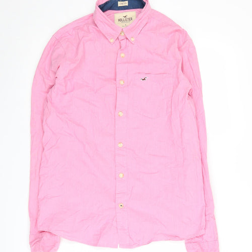 Hollister Men’s Pink Slim Fit Button-Up Shirt S