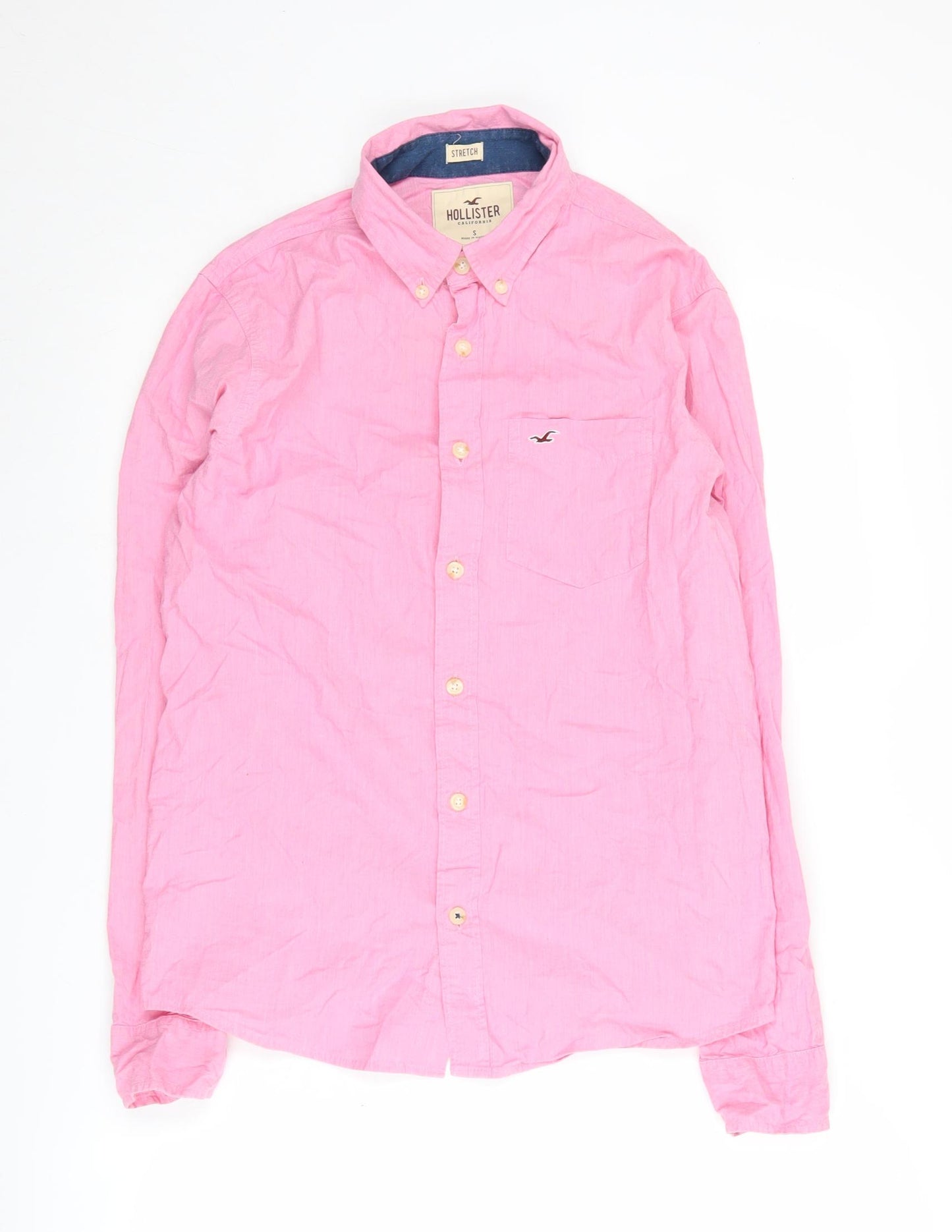 Hollister Men’s Pink Slim Fit Button-Up Shirt S