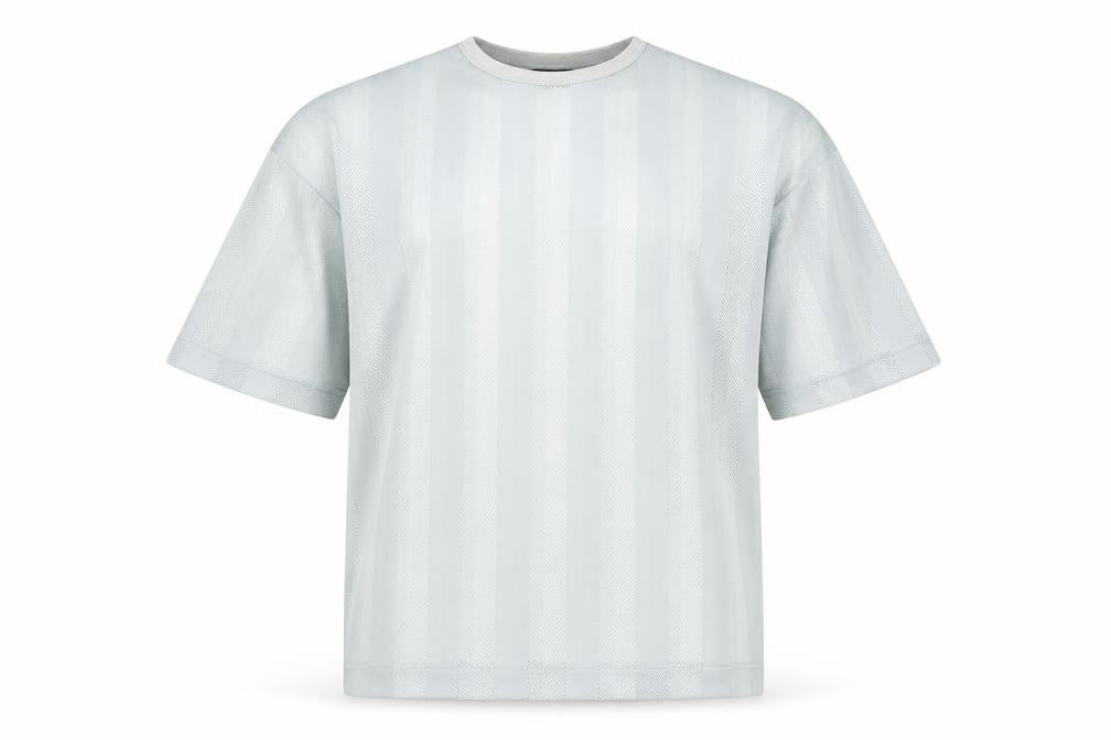 ASOS DESIGN Men's Grey Striped Crew Neck T-Shirt M