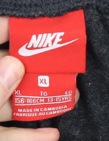 Nike Girls Black Athletic Shorts XL Cotton Polyester