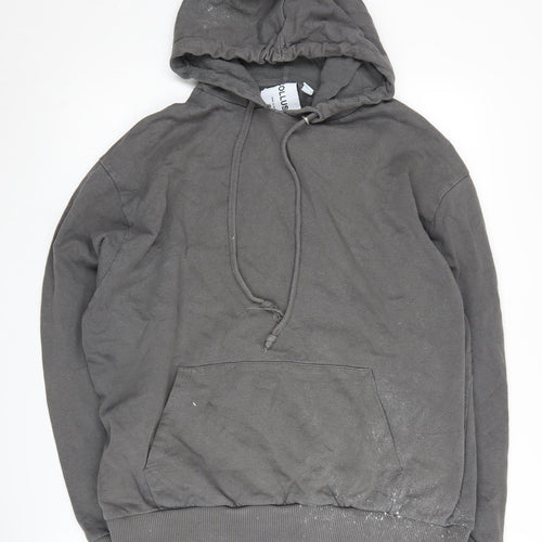 Collusion Men's Grey Long Sleeve Pullover Hoodie L