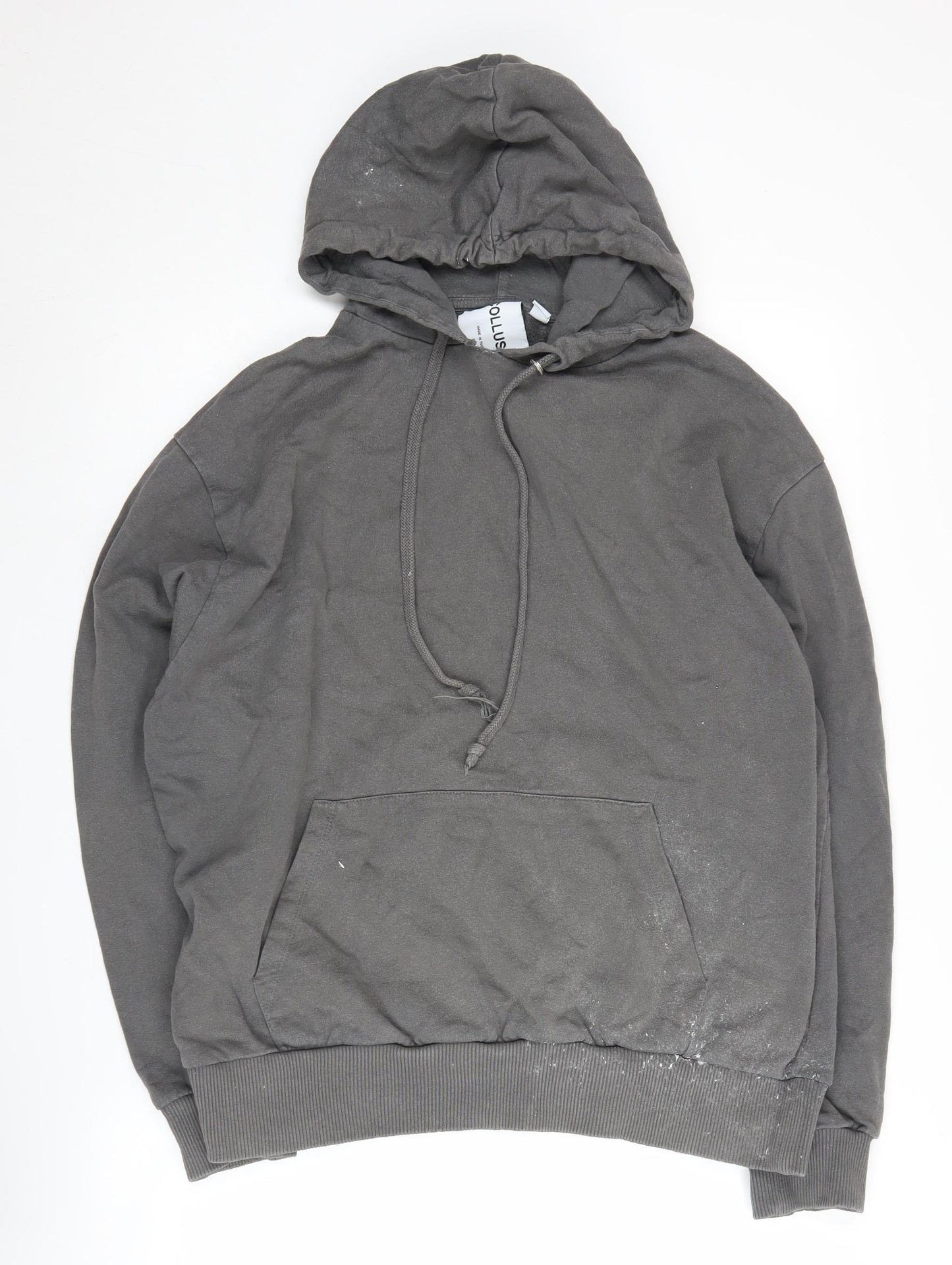 Collusion Men's Grey Long Sleeve Pullover Hoodie L