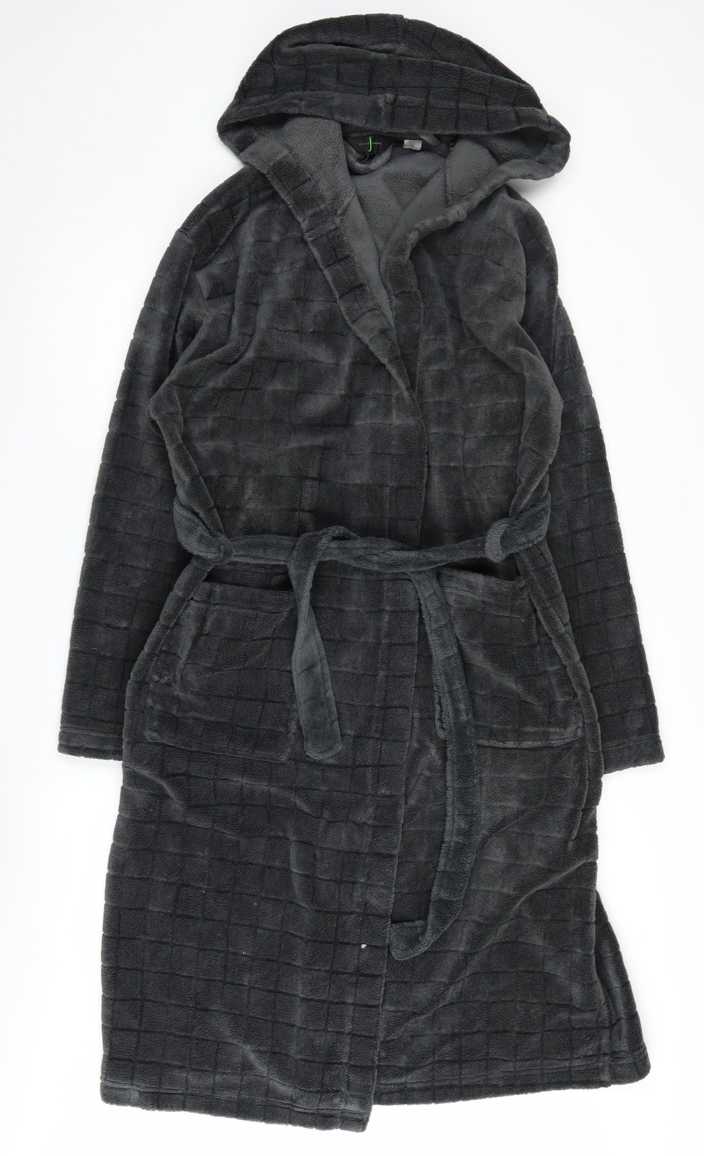 Jasper Conran Men’s Grey Checked Fleece Robe XL