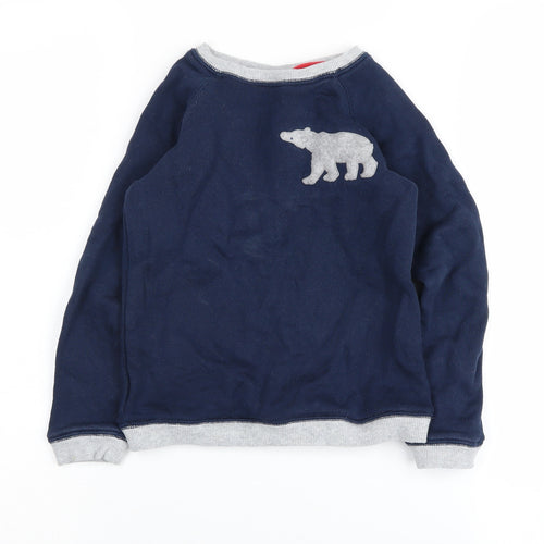 The Little White Company Boys Blue Bear Sweatshirt 5-6 Years