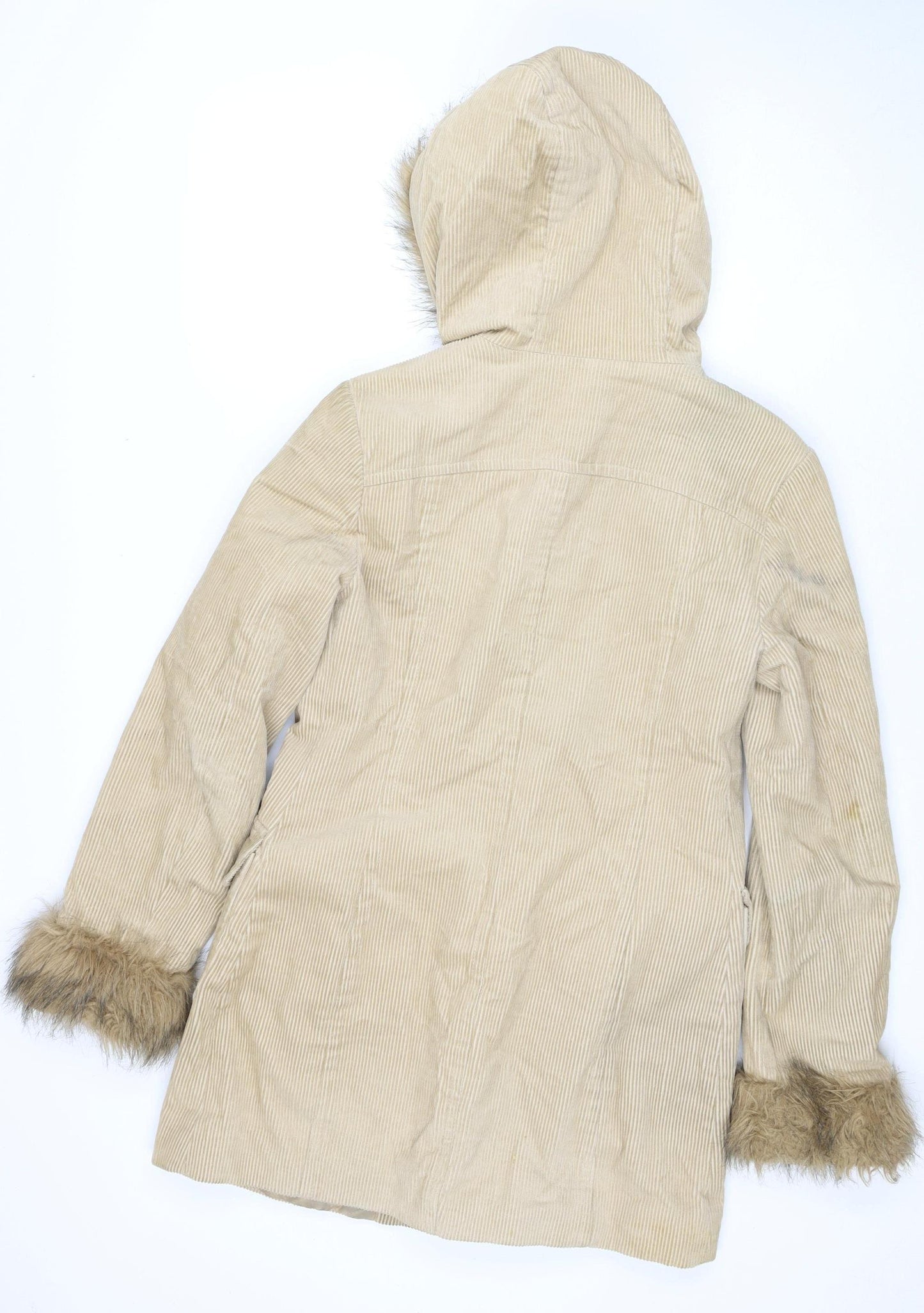 Jane Norman Women's Beige Toggle Hooded Duffle Coat Size 8