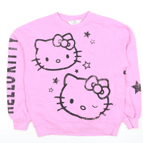 H&M Girls Pink Hello Kitty Pullover Sweatshirt, 10-12 Years