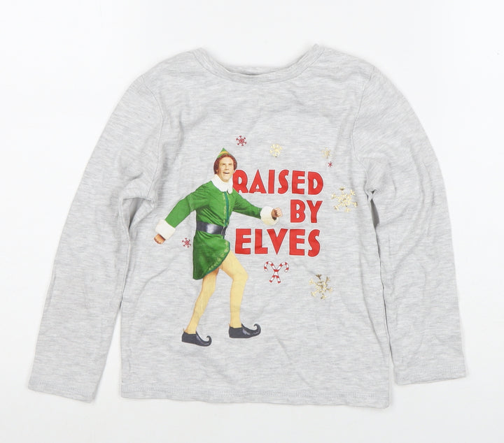 George Boys Grey Elf Christmas Pyjama Top 5-6 Years