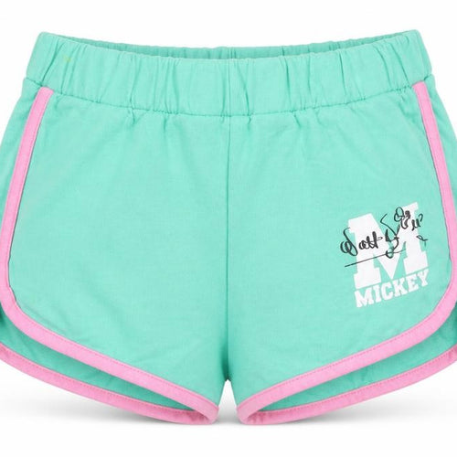 Disney Girls Green Sweat Shorts, 3-4 Years, Mickey Mouse Design
