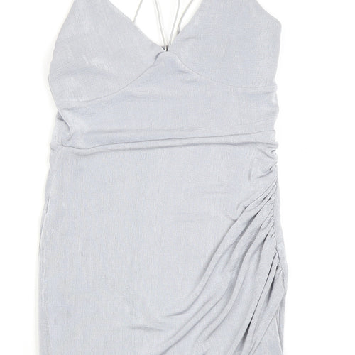 Boohoo Women’s Grey Slip Dress Size 10 Party Staple
