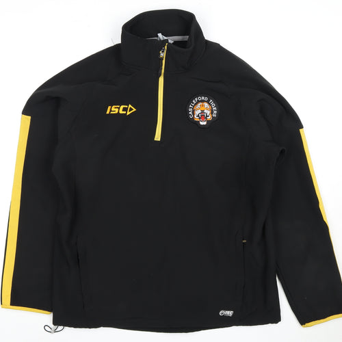 ISC Men's Black Sports Sweatshirt Size L 1/4 Zip