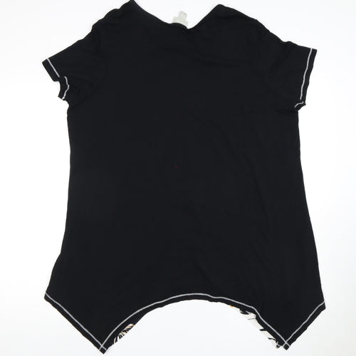 Zim & Zoe Women's Black Tunic T-Shirt, Size 16, Floral Style