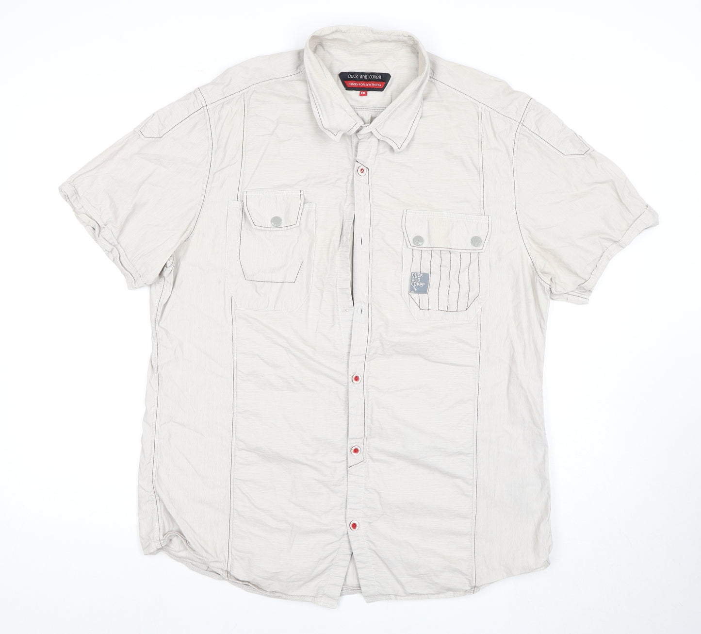 Duck and Cover Beige Men's 2XL Casual Button-Up Shirt