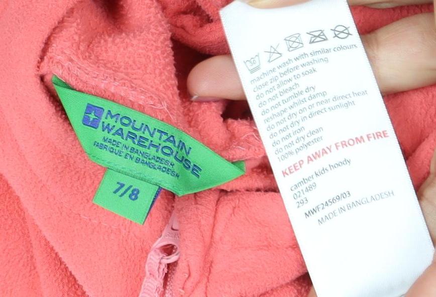 Mountain Warehouse Girls Pink Fleece Hoodie Pullover 7-8