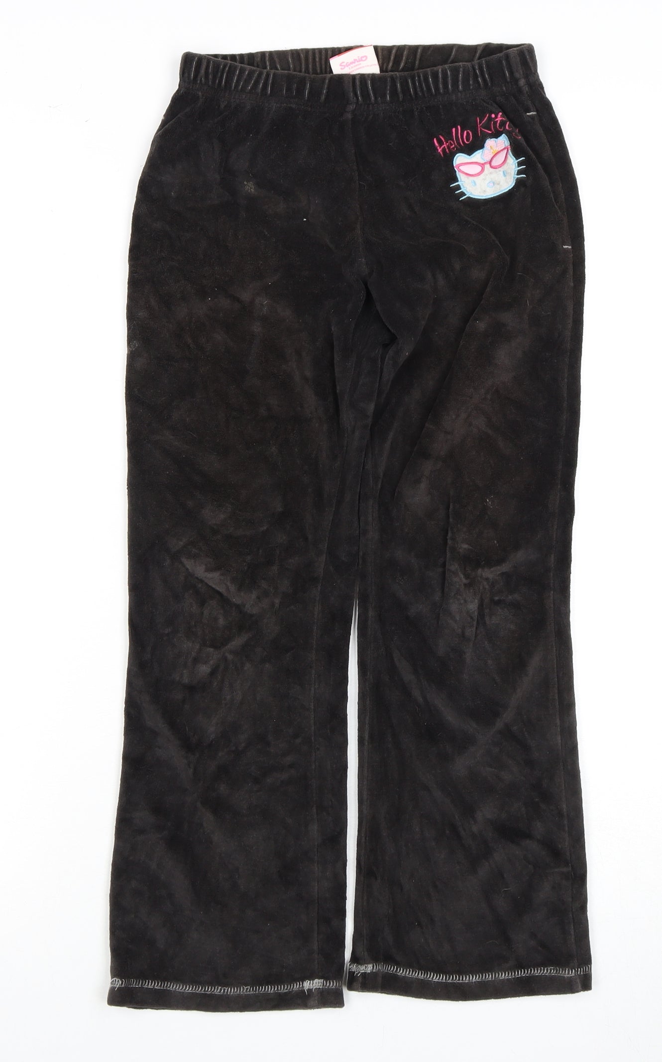 Hello Kitty Girls Black Velour Trousers Age 9-10