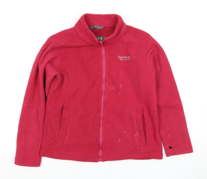 Regatta Girls Red Fleece Jacket 9 Years Full Zip Pockets
