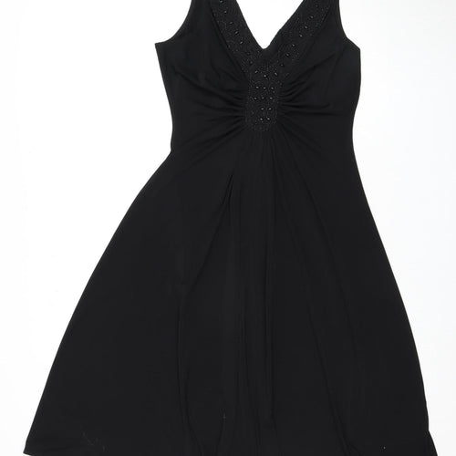 Wallis Petite Black Sleeveless Beaded Dress Size 12