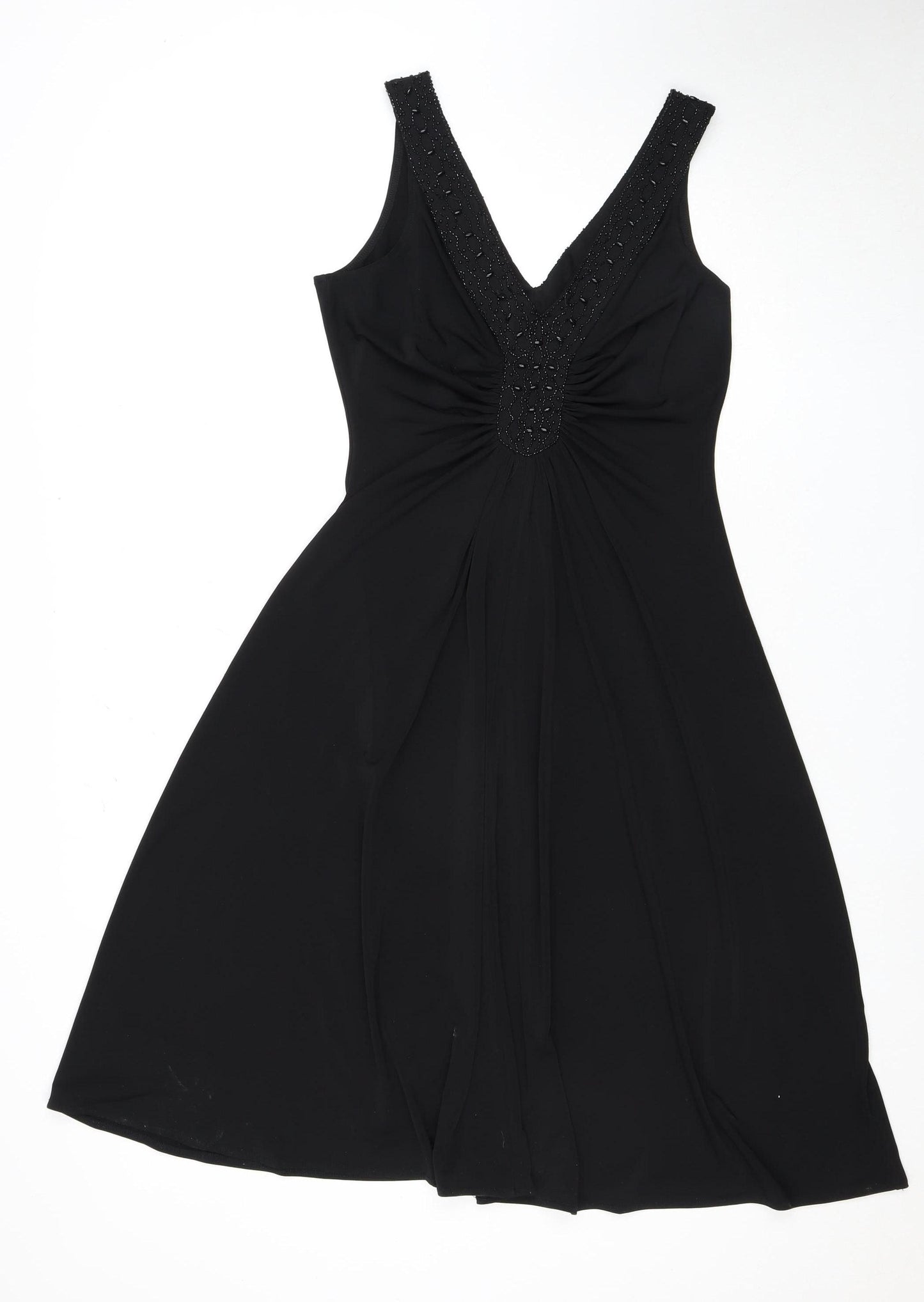 Wallis Petite Black Sleeveless Beaded Dress Size 12