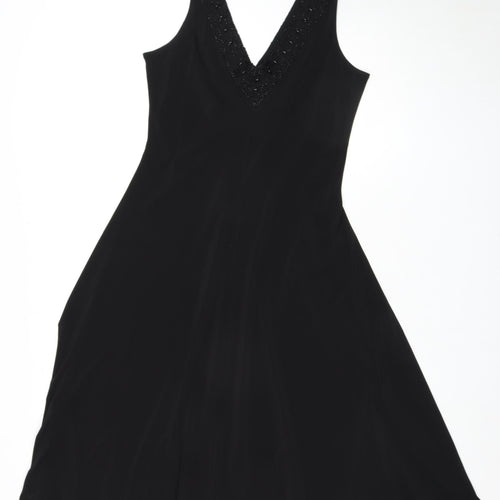 Wallis Petite Black Sleeveless Beaded Dress Size 12
