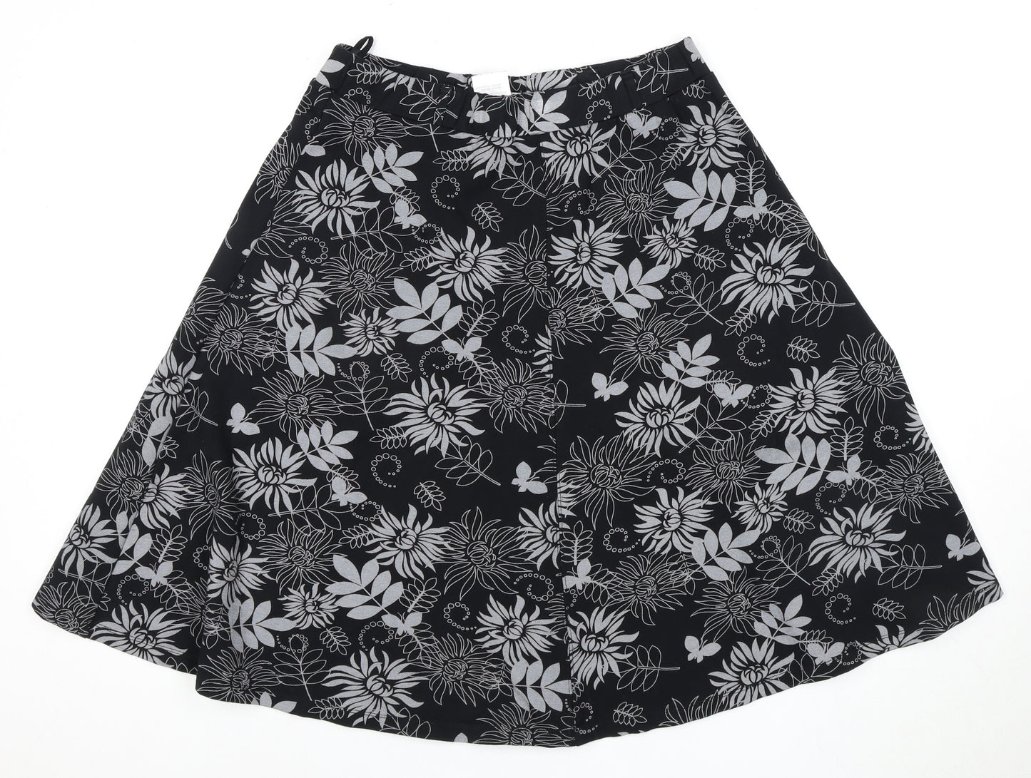 Damart Women's Black Floral A-Line Knee-Length Skirt