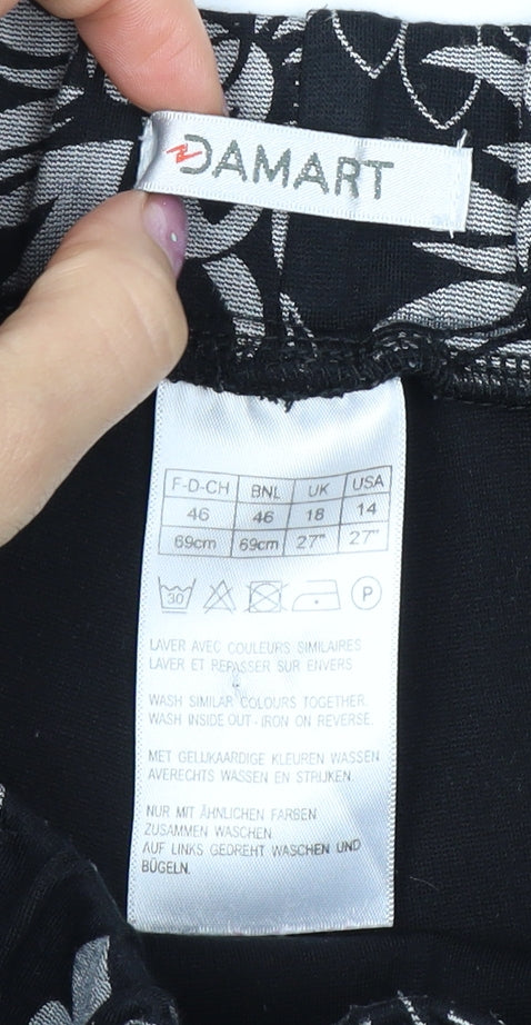 Damart Women's Black Floral A-Line Knee-Length Skirt