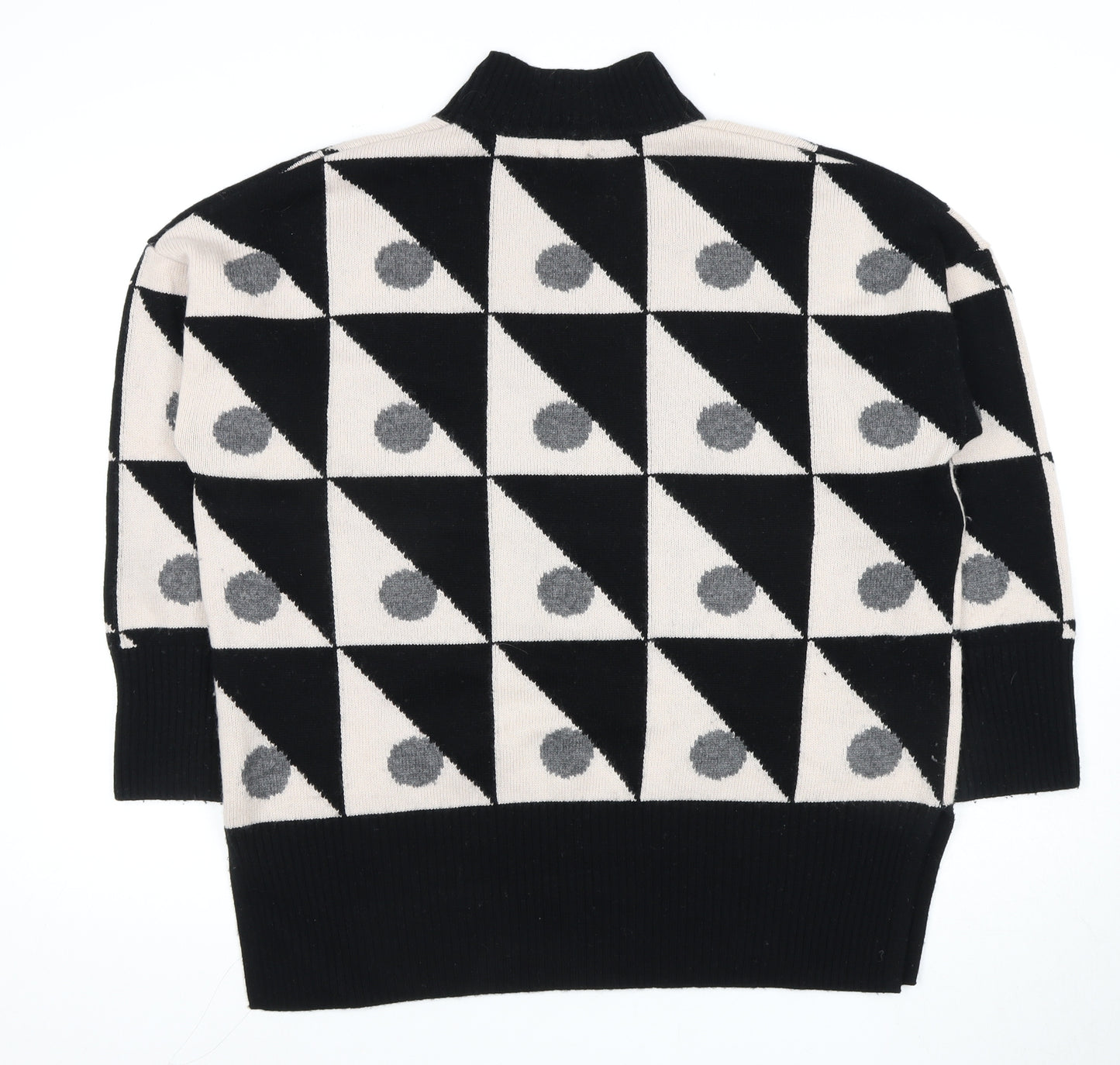 Jaeger Women's Geometric Black Ivory Pullover XL