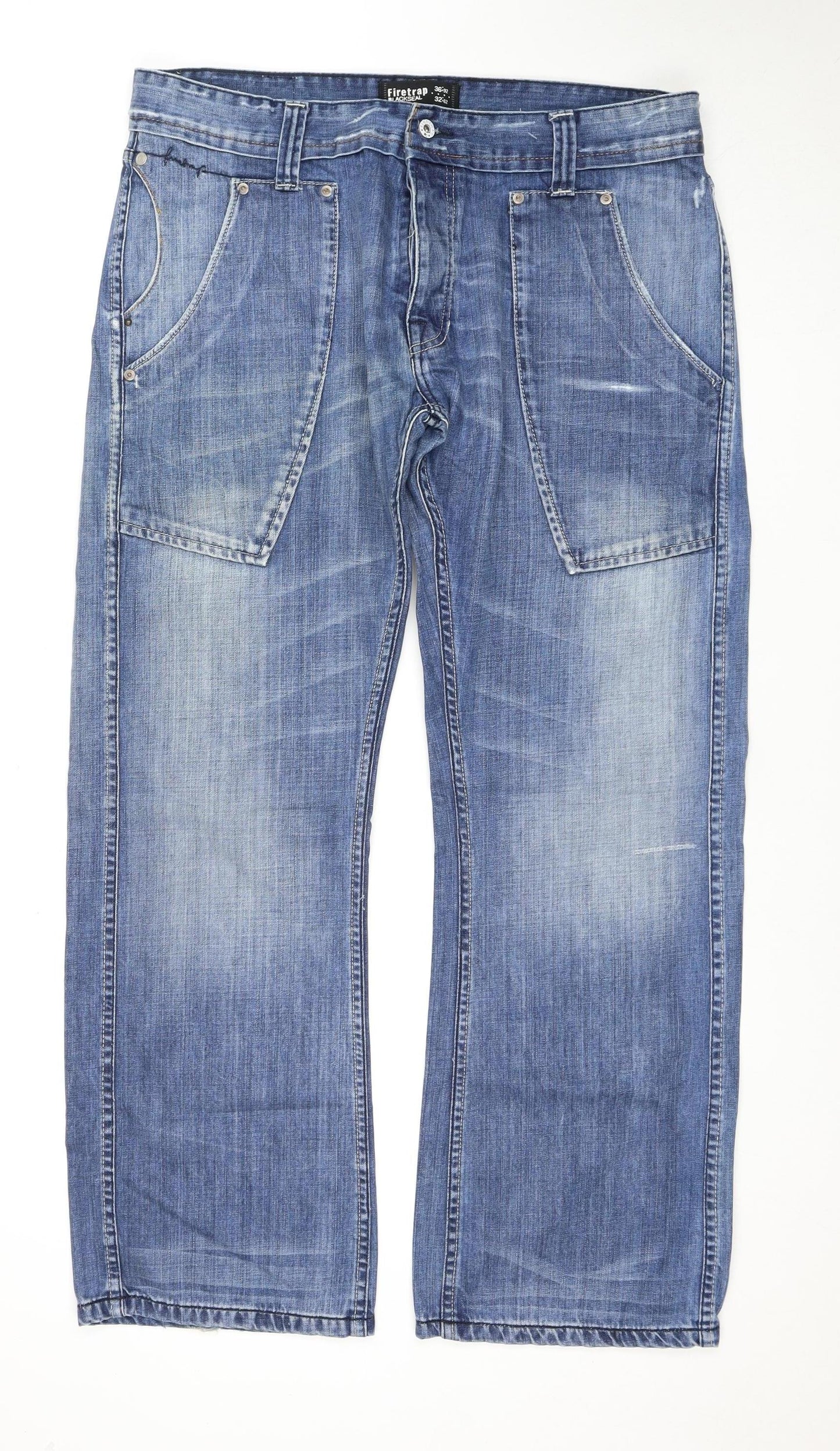 Firetrap Men's Blue Straight Jeans, Size 36, Low Rise