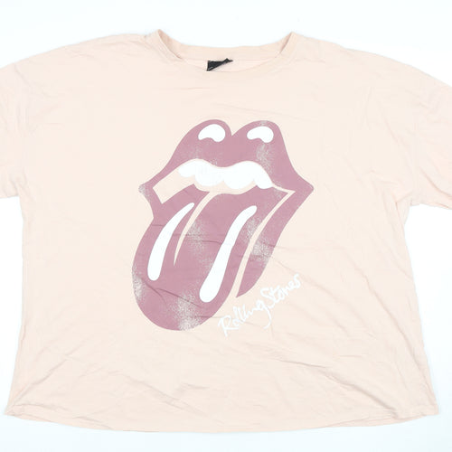 Rolling Stones Women's Pink Cotton T-Shirt, Size 24