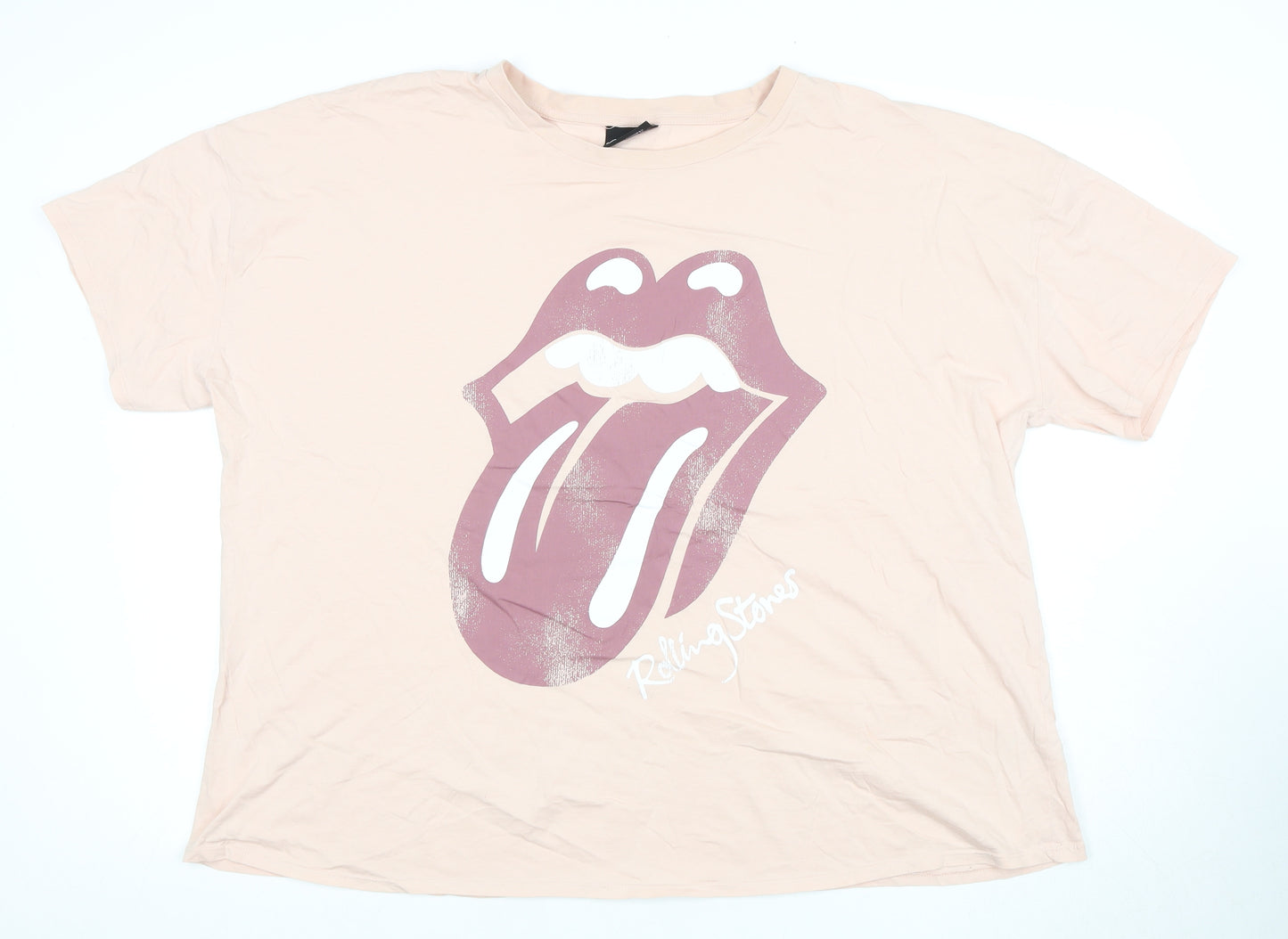 Rolling Stones Women's Pink Cotton T-Shirt, Size 24